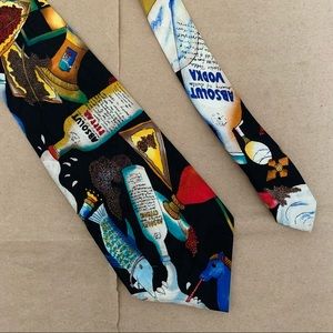 Vintage Nicole Miller Silk Tie Absolute Vodka 1991 VTG